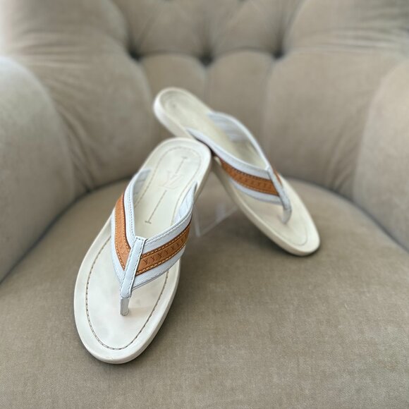 Auth. LOUIS VUITTON Women's Rubber LV Logo Flip Flop Slides RETIRED... - Picture 1 of 7